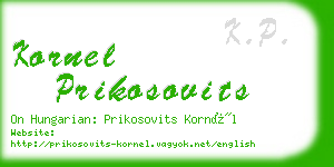 kornel prikosovits business card